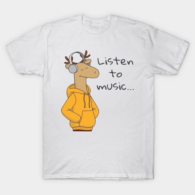 Deer listening the Music T-Shirt by by me art